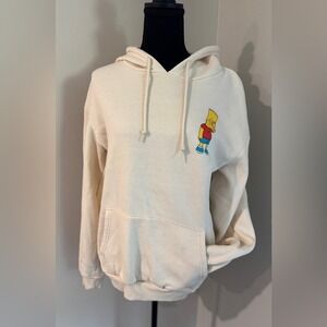 The Simpsons Bart Simpson Graphic Hoodie‎ Cream Pullover Sweatshirt Womens M
